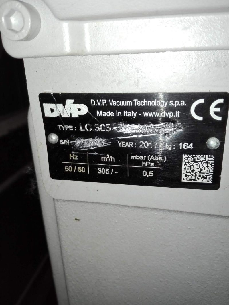 Pompa Per il Sottovuoto USATA, Portata : 305 Mc./Ora A -10 Mbar, Hp 10, Trifase, Marca : "DVP" Mod.: LC.305- €. 4.000,00 + Iva- - immagine 5