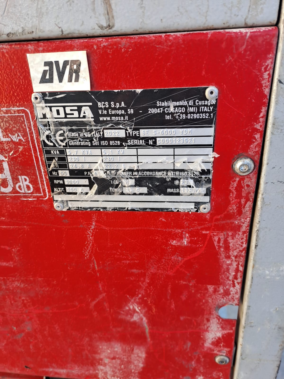 Gruppo Elettrogeno Diesel Aperto Usato, Monofase 5,7 Kva- 230 Volt, Marca Mosa, Mod.: GE S-6000 YDM Yanmar/Linz. Avviamento Elettrico €. 1.700,00 + Iva- - immagine 5